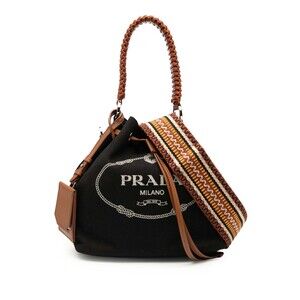 Auth Prada Canvas Canapa Logo Black #230471P85B